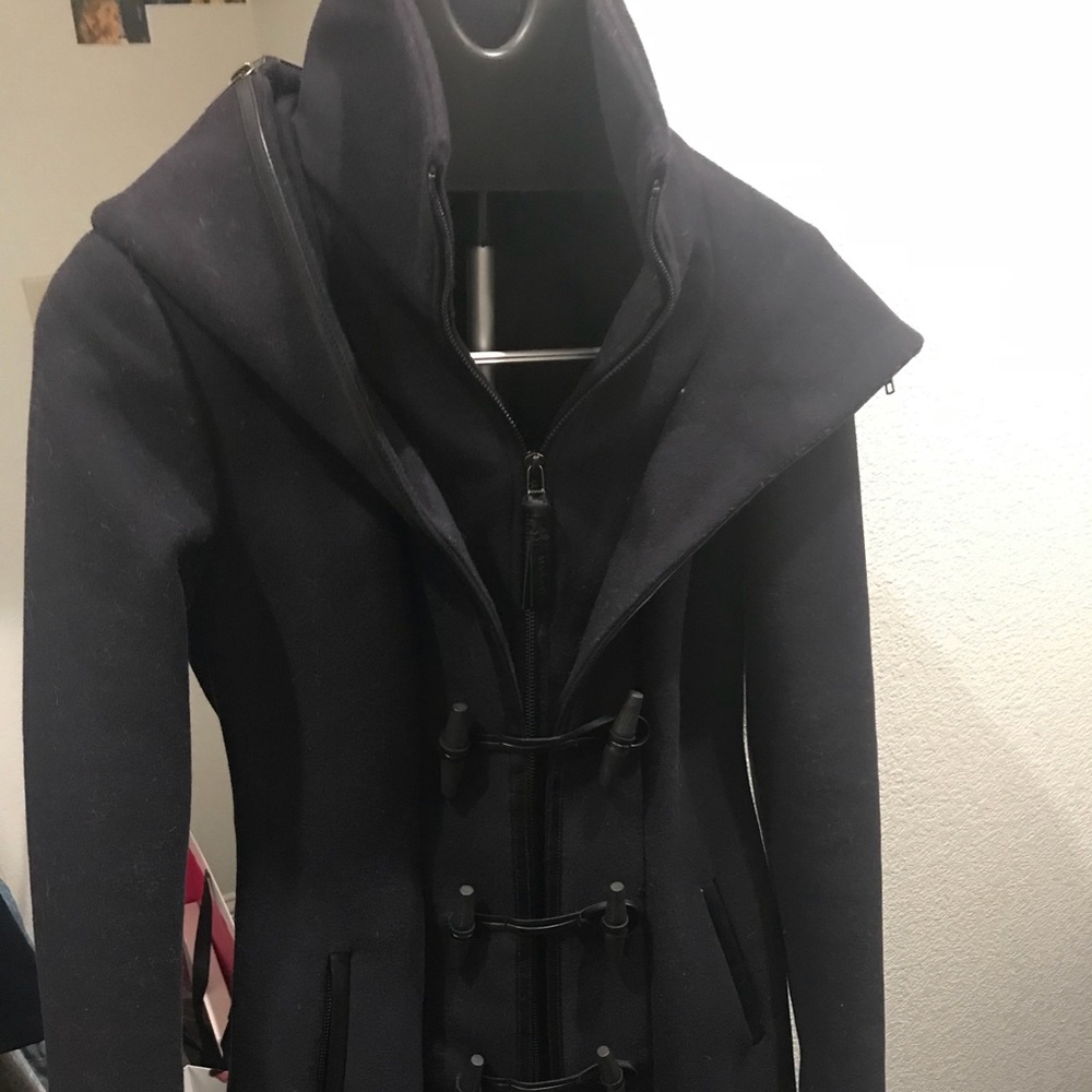 Mackage size xs navy blue medium length wool coat